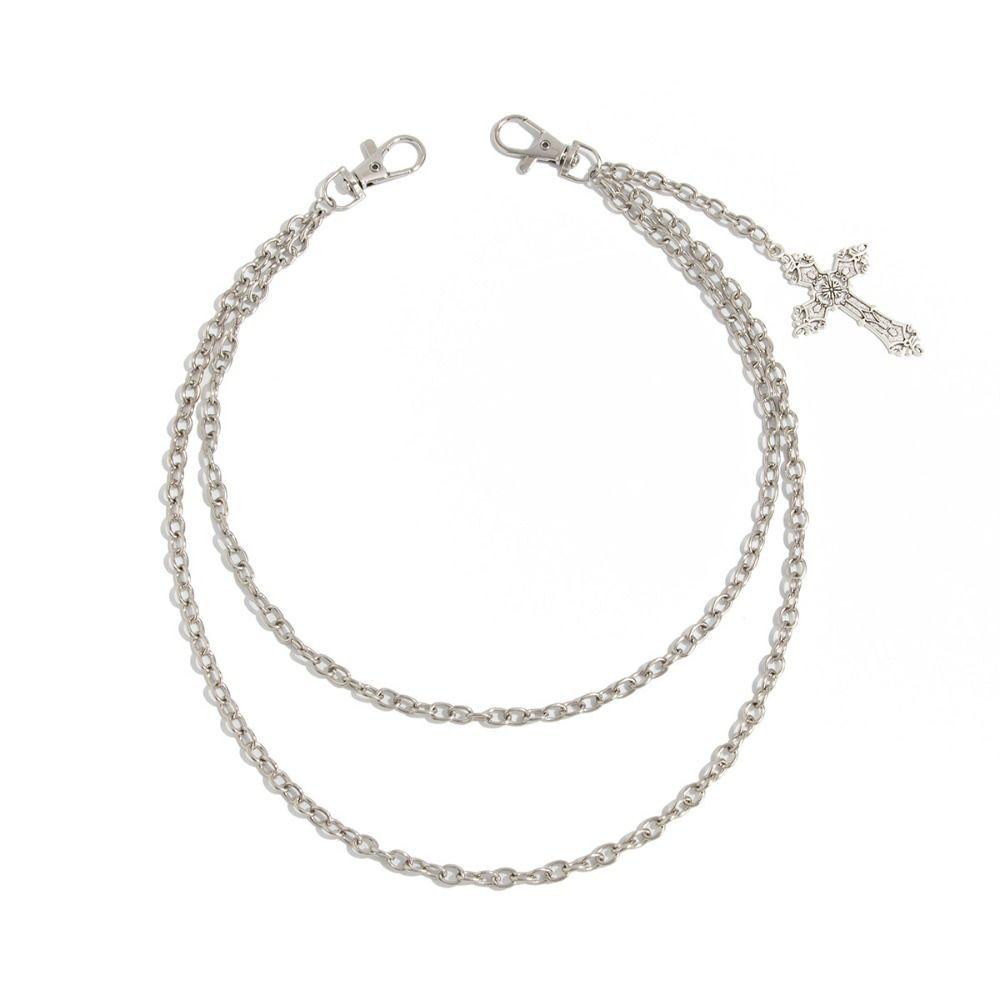 Pearl Cross Jeans Chain Zinc Zinc Zinc Alloy Metal Waist Chain Star Pendant Pants Chain Jeans Accessories