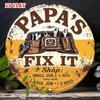 D Flat pc Vintage PapaS Fix It Round Aluminum Sign  Rustic DadS Workshop Wall Art Humorous Metal Decor for Home