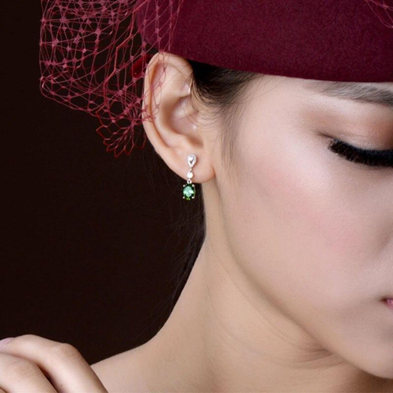 POMOiii Серьги для очаровательных женщин, серебряные украшения, изумрудный драгоценный камень, ретро-стиль, модные подарки на помолвку