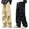 Осенне-весенние брюки-карго, широкие свободные прямые однотонные уличные брюки в стиле хип-хоп с несколькими карманами на шнурке