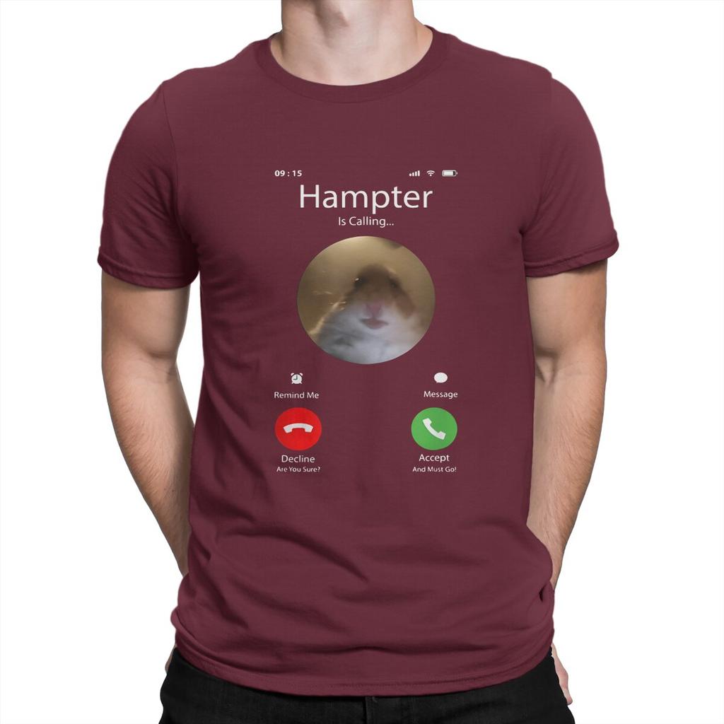 Man TShirt Dank Meme Hamster Staring Front Camera Hampter Calling Individuality T Shirt Graphic Streetwear New Trend