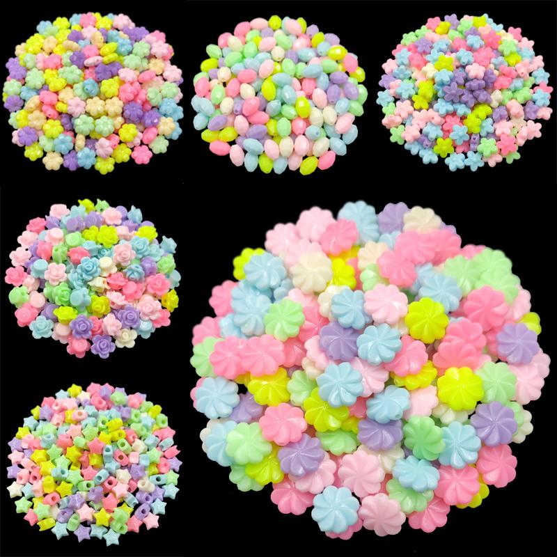 Творческий для изготовления ювелирных изделий, милое ожерелье, браслет ярких цветов, свободные бусины, подвеска в виде цветка и звезды, 20/40 шт., поделки своими руками