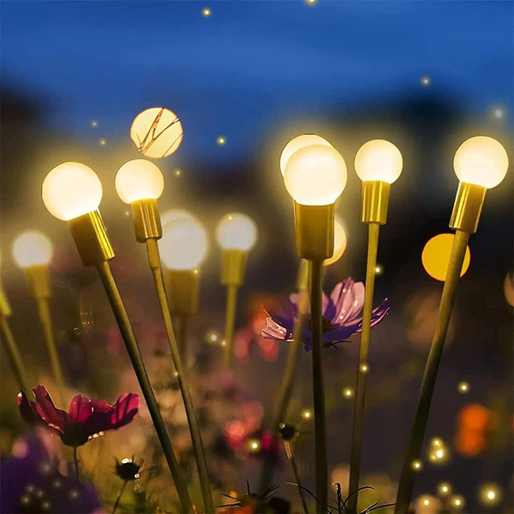 2 Pack Solar Powered LED Pendant Lights Firefly Lights Outdoor Solar Yard Lights Stake Lamp for