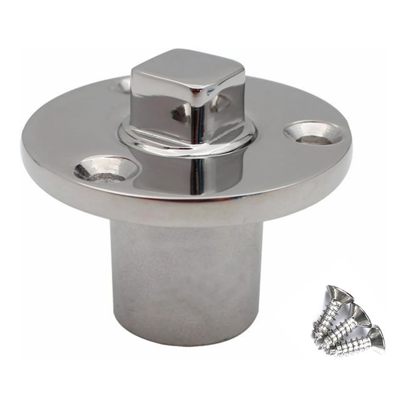 A84E-Garboard Drain Plug Kit Stainless Steel 316 Heavy Duty Boat Marine Grade Flange Diameter 2" With Screws For 1 Inch Hole