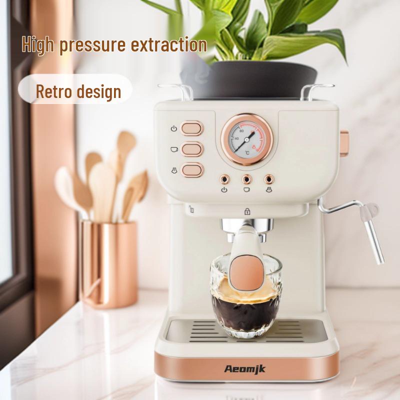 Ретро полуавтоматическая кофемашина высокого давления 20 Бар с капучинатором