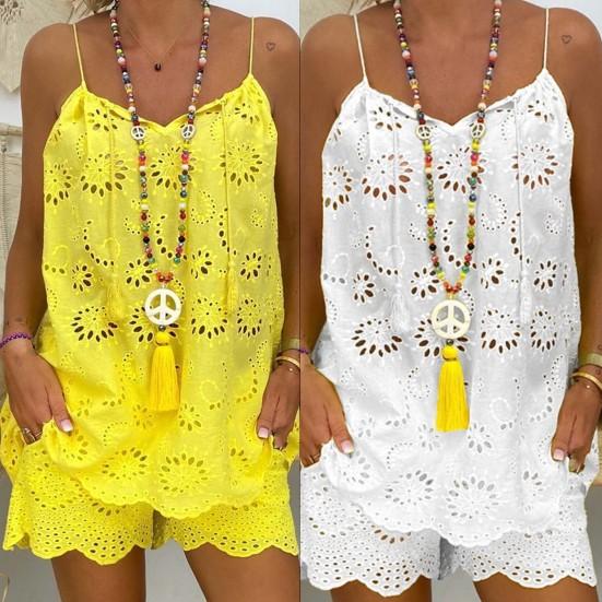 Шикарный дышащий жилет с завязками и кисточками, топ, широкие шорты, комплект, уличная одежда