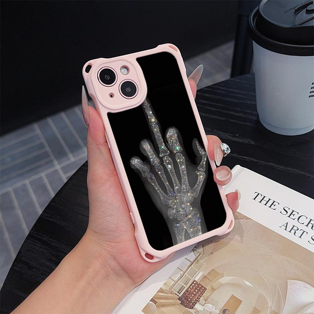 Мягкие чехлы для телефонов Ae80 Gesture Greeting Design Art для iPhone 16 15 14 13 12 11 Pro Max 8 Plus XR с ремешком на запястье, защитным шнурком для углов, задней крышкой