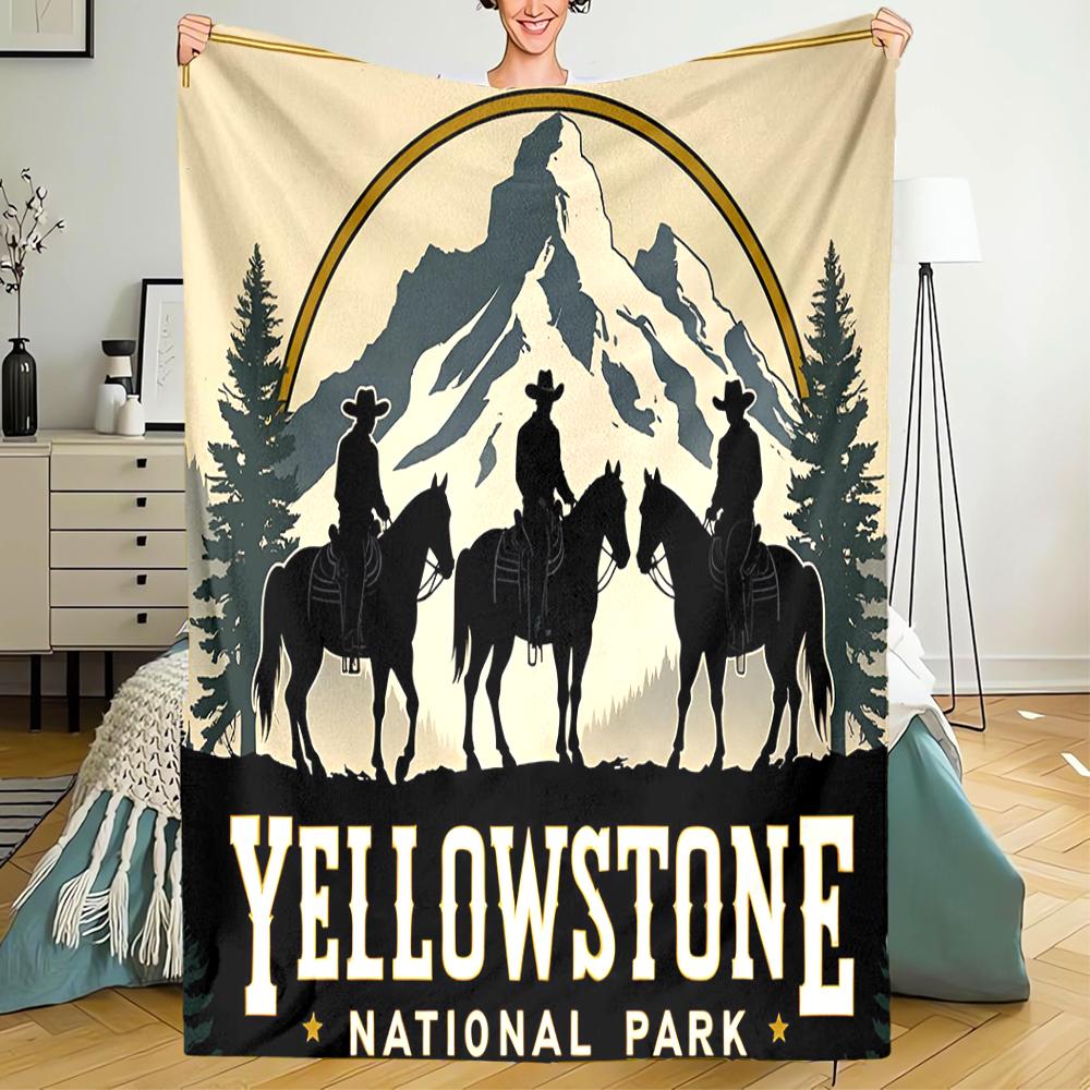 Yellowstone Theme Printed Blanket - Perfect for Couch, Bed, Travel & Outdoor Use | Machine Washable, Cozy & Durable.