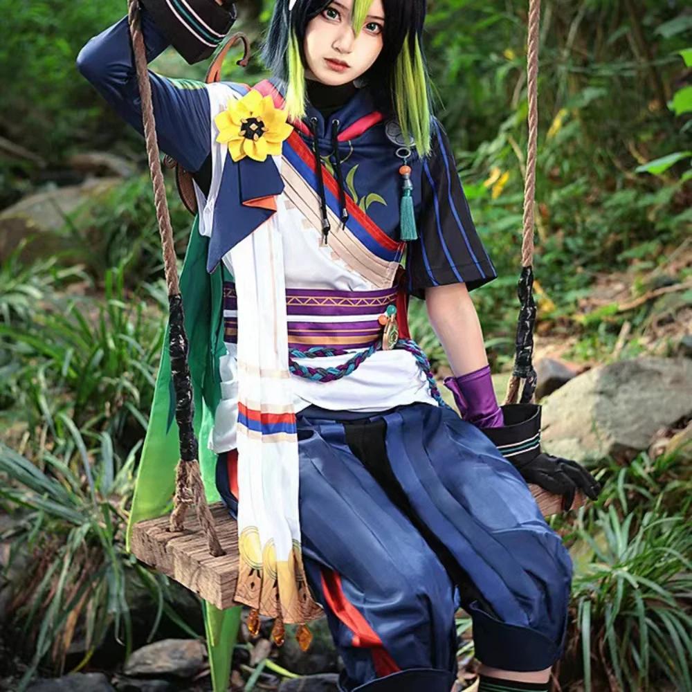 Genshin Impact Tignari Косплей Костюм Подкладка Толстовки Брюки Хвост Парик Униформа Для взрослых Унисекс Женщины Мужчины Хэллоуин Карнавал Одежда для вечеринок Аниме