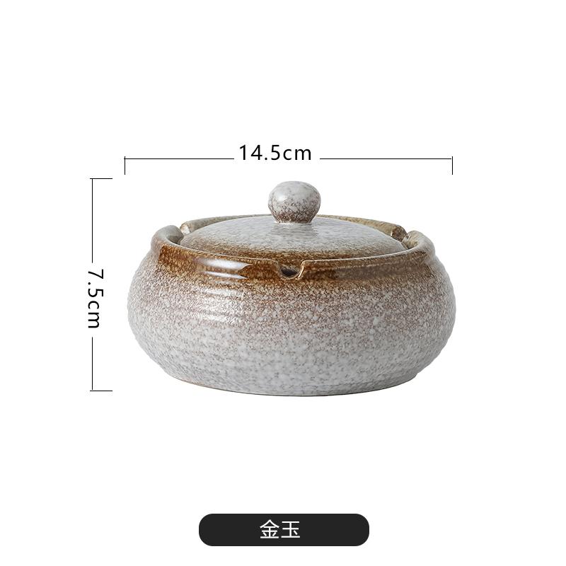 Retro Ceramic Ashtray with Cover Anti-ash Flying Round Cigarette Butts Cylinder Home Decoration Accessories Ceramic Ashtray
