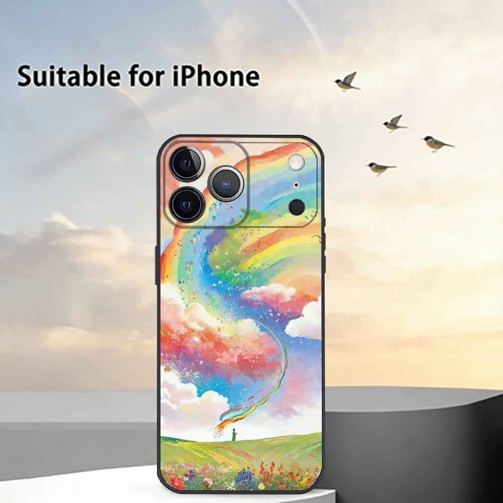 Эстетичный арт-принт Чехол для телефона для iPhone 17, 16, 15, 14, 13, 12, 11 Plus, Pro Max, Другие Мягкий черный чехол