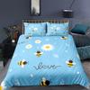 Cartoon Bee Duvet Cover King Queen Lovely Yellow Flying Animal Bedding Set For Kids Boys Girls Beautiful Flowers Comforter Cover