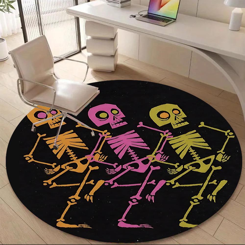 1 шт. Коврик Skeletoons Скелеты Круглый Офисный Ковер, Коврик Подходит Для Офиса, Под Офисные Стулья, Спальни, Гостиной, Домашнего Декора, Декор Комнаты