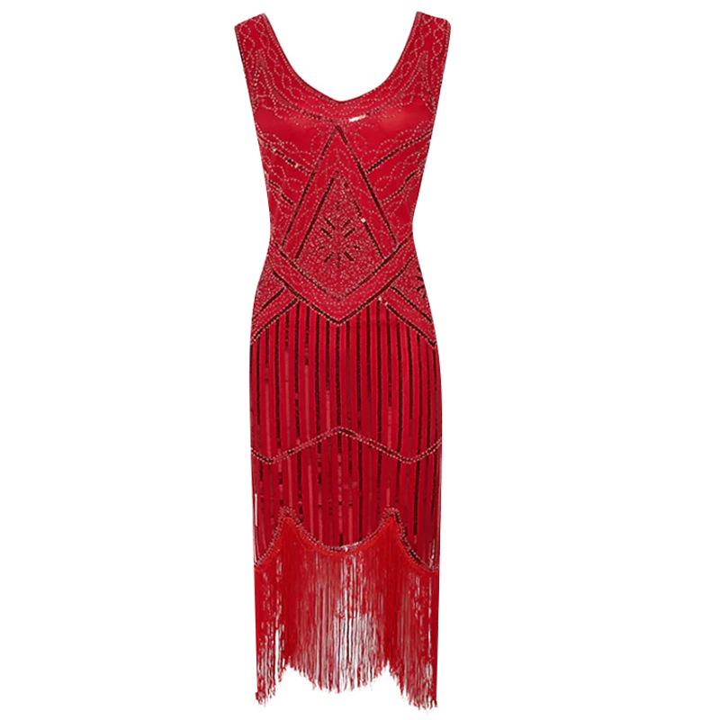 Платье в стиле ретро 1920-х годов с кисточками - сценический костюм для бала Гэтсби
