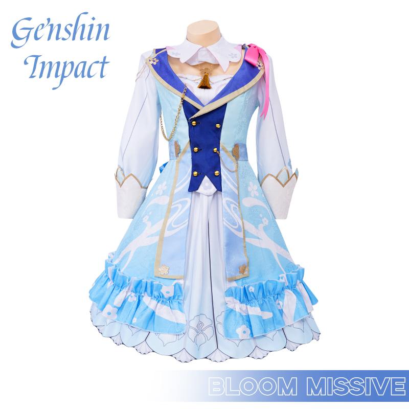 Game  Kamisato Ayaka Cosplay Costume Big Size Ayaka New Outfit Springbloom Missive Dress Hat Wig Halloween Costume
