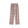 Petite Retro Pink Plaid Wide-Leg Pants, 150cm