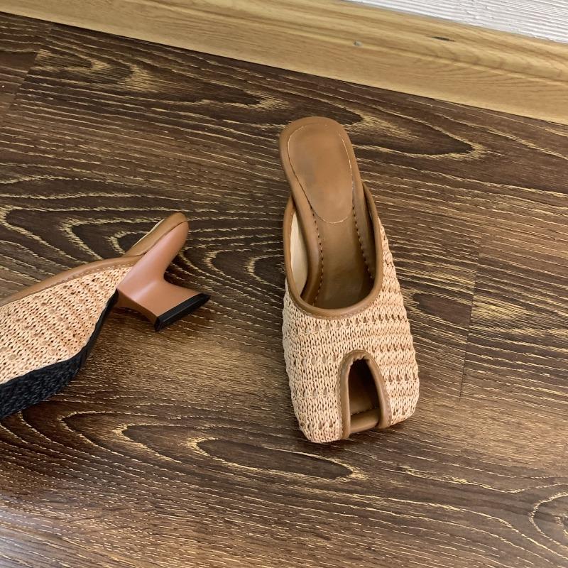 Дизайнерский бренд Женские слингбэки Летние мюли 2025 Босоножки на высоком каблуке Сандалии с открытым носком Женская обувь Слайды с квадратным носком Вьетнамки