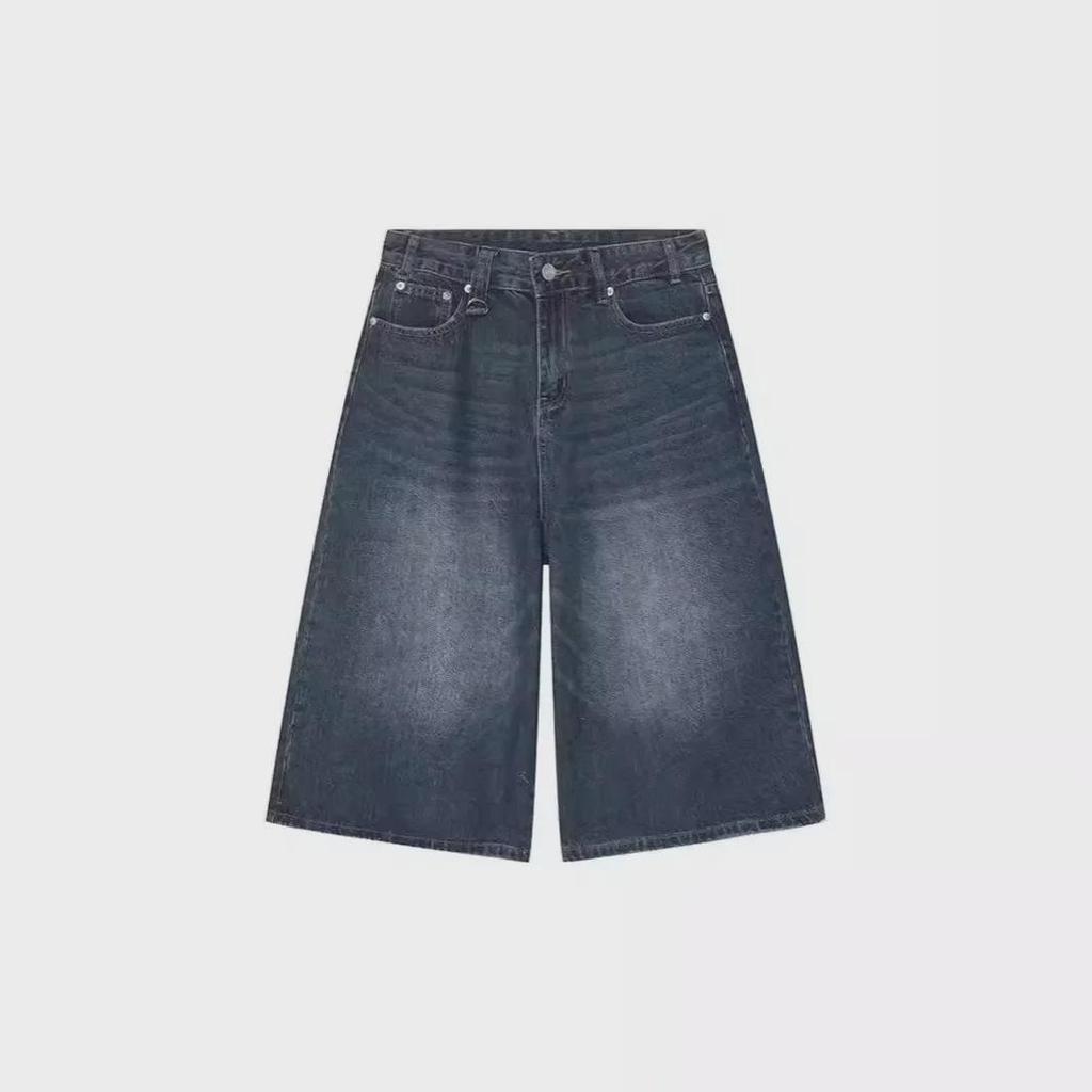 Мужские потертые ретро-рваные джинсовые шорты с широкими штанинами 7-Point