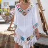 Bikini Cover Up Hollow Out Crochet Patchwork Loose-fitting Sun Protection Swimwear Tunic