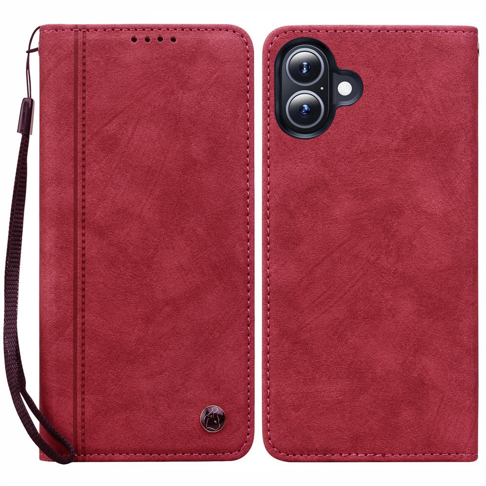 Чехол-кошелек с узором из линий для iPhone 17, кожаная обложка для телефона с ремешком