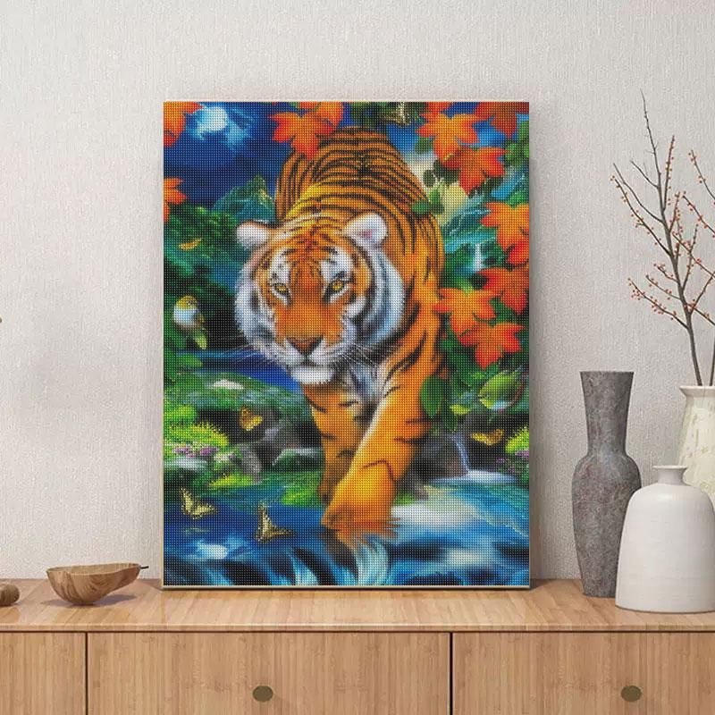 Diy Алмазная картина Полный круглый комплект Вышивка Мозаика Тигр Вышивка крестиком Горный хрусталь Настенное искусство 30x40 см