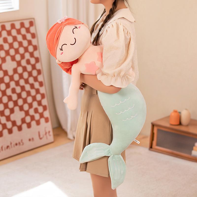 45~80Cm Four Colors Mermaid Fish Plush Toy Stuffed Sweet Humanoid Doll Sleeping Companion Overnight Gift