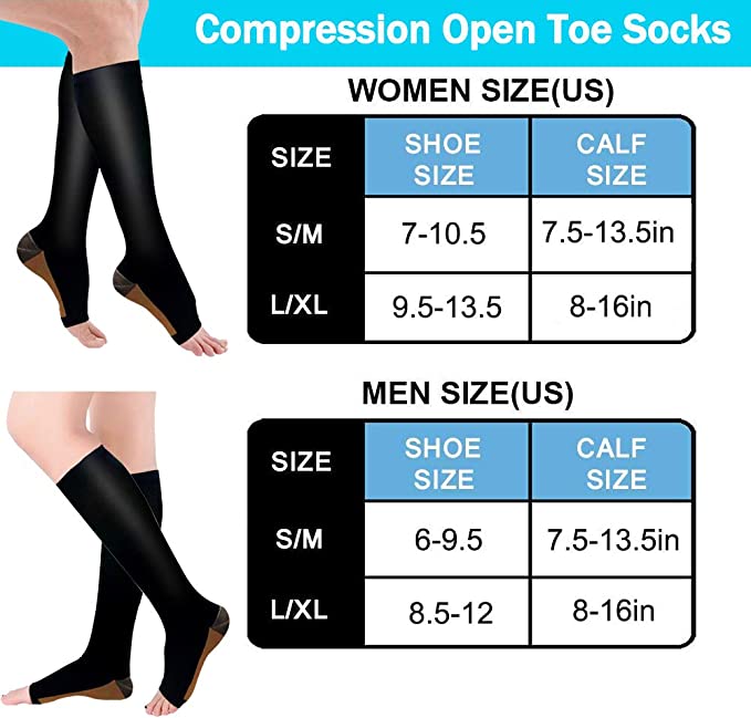 1 пара компрессионных носков может предотвратить варикозное расширение вен, формирующие градиентные носки, эластичные с открытым носком, до колена, длинные носки-гольфы S-L