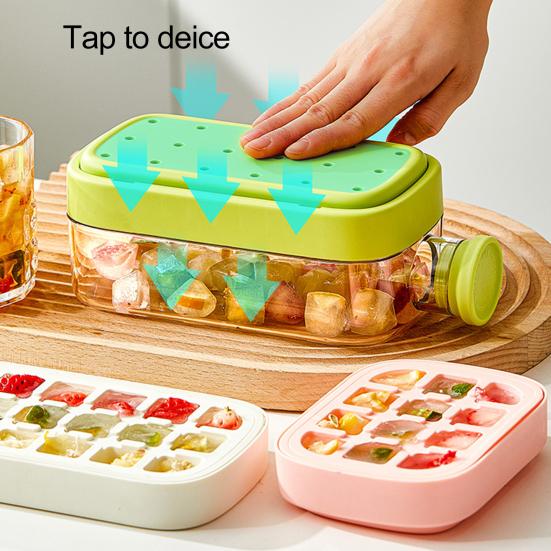 Лоток для льда с крышкой для морозильника, многоразовый вертикальный льдогенератор для быстрого приготовления льда, бесконтактное открывание, простая пресс-форма для льда для коктейлей из виски