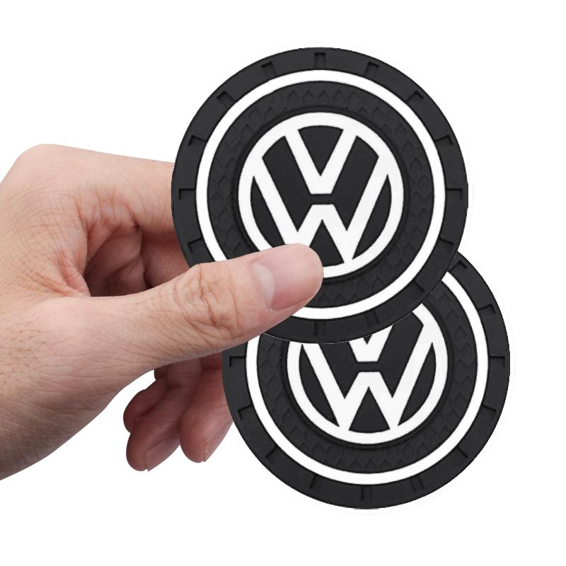 For Volkswagen 1/2pcs Car Water Cup For Volkswagen Polo VW Golf Caddy Scirocco Rline GTD R Beetle Touran Waterproof Non-slip Silicone Coasters