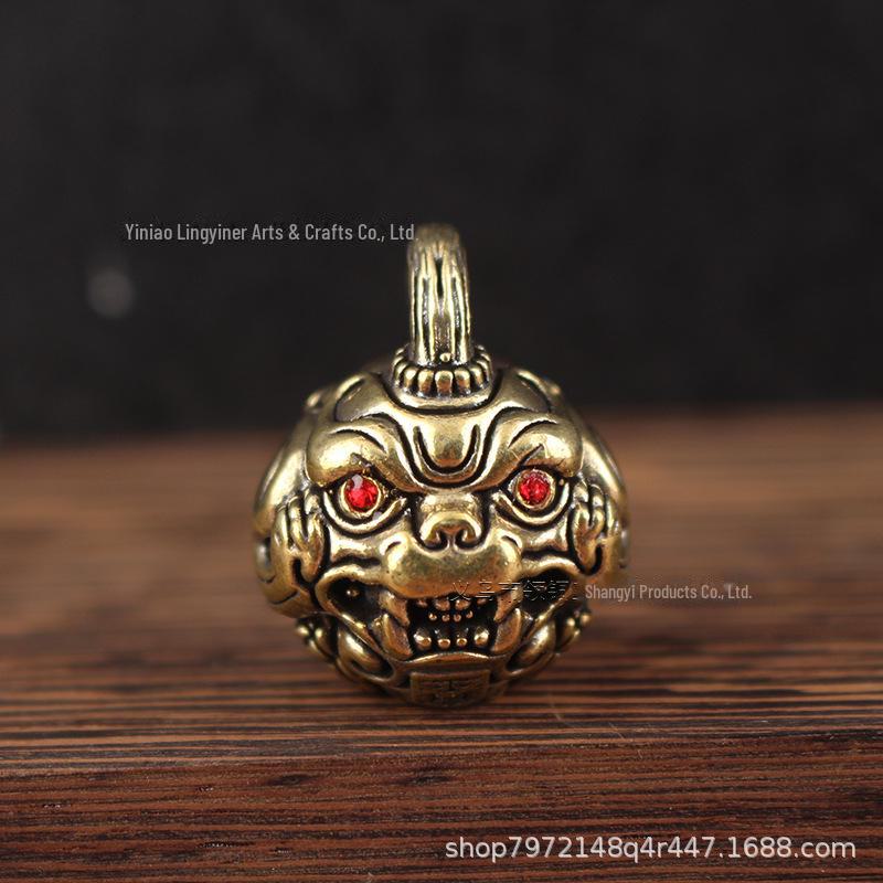 Antique Brass Six-Word Mantra Copper Bell Keychain Accessory