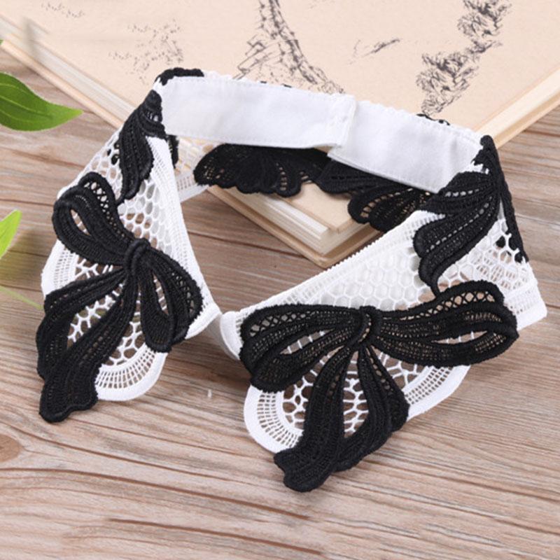 Lace Fake Collar Tie Women White Hollow Detachable Collar Lapel Shirt Blouse Top False Collar Woman Necklace Clothes Accessory