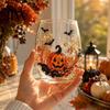 Ghost Whiskey Glass Halloween Glass, Black Cat Spider Net Skull Tumbler for Durable Coffee Mug Cocktail, 350ml Spooky Drinkware Home Bar, Festive