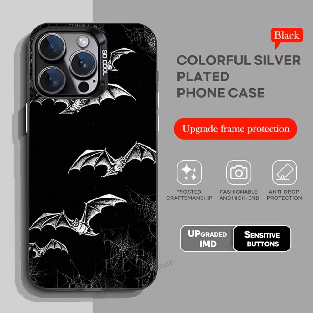 Готический чехол для телефона с летучей мышью-вампиром для iPhone 17 11 12 Pro Max Plus Mini Air SE 16e 14 15 16 13 Мягкий