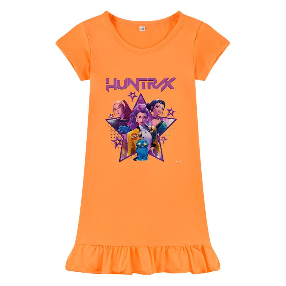 M1220 Детское платье для девочек Kpop Rumi Zoey Mira с принтом, короткими рукавами и оборками