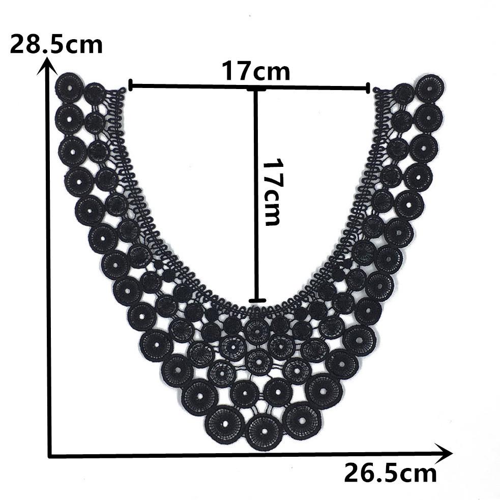 Black & White Polyester Embroidered Lace Collar for DIY Cheongsam Dress Crafting