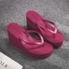 Summer Women's Shoes Beach Flip-flops Platform Sandals High-heeled Sandals Solid Color Skateboard Slippers Women Heels