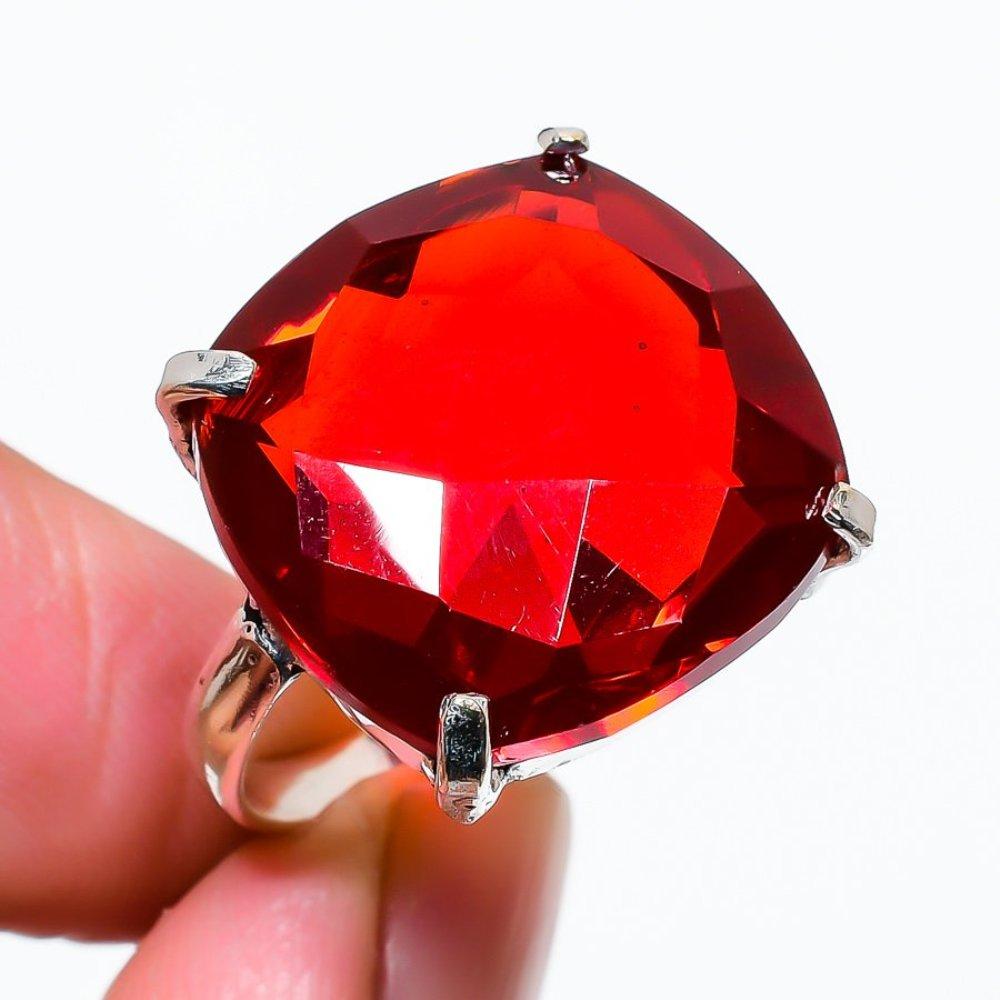Мозамбикский гранат драгоценный камень 925 стерлинговое серебро подарок ювелирное кольцо размер 7