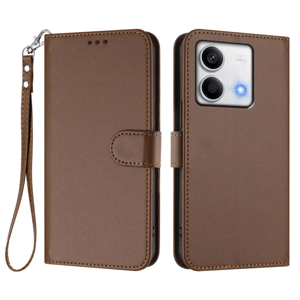 For Xiaomi Redmi Note 13 5G (China)/Xiaomi Redmi Note 13 5G Leather Case Wallet Stand Phone Cover with Wrist Strap