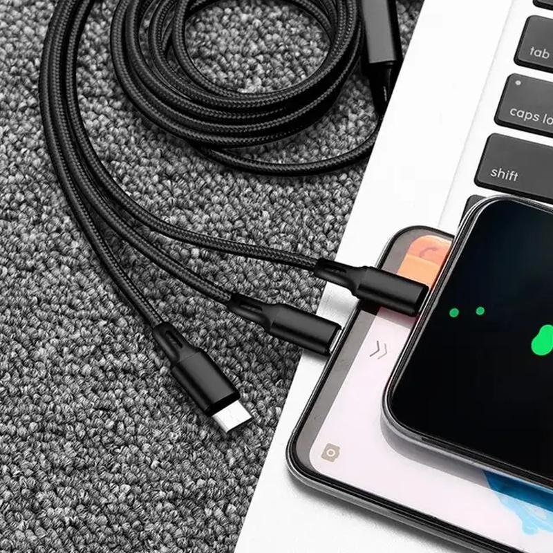 Три в одном USB-кабель для быстрой зарядки C-типа Micro IOS Multi Charger Cable Нейлоновый плетеный кабель