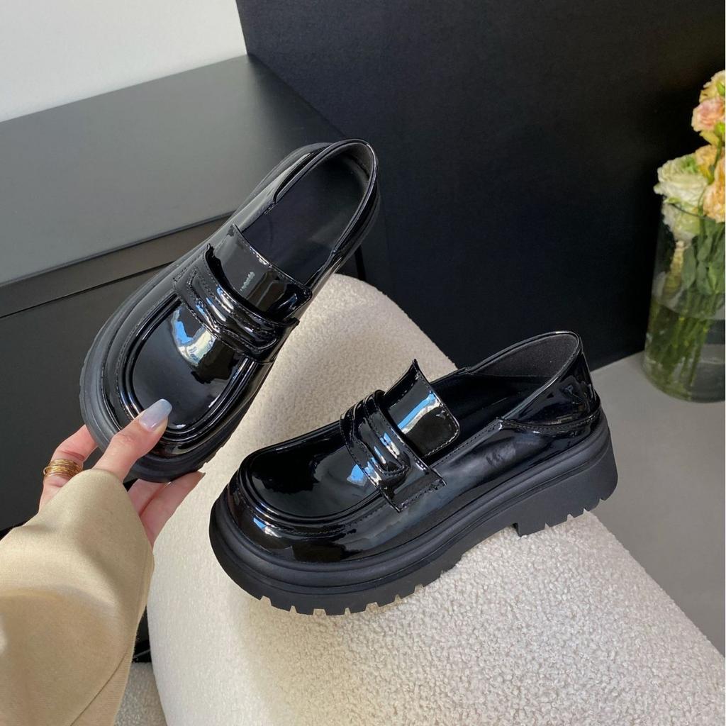 British Style Platform Small Leather Shoes Wear Korean Version Women's Shoes Campus Style Retro Soft Leather Comfortable Platform Heightening Loafers