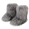 Women Faux Fur Boots Winter Fluffy Plush Warm Mid Calf Snow Boots Luxury Fashion Furry Boots Comfortable Outdoor Flat Shoes