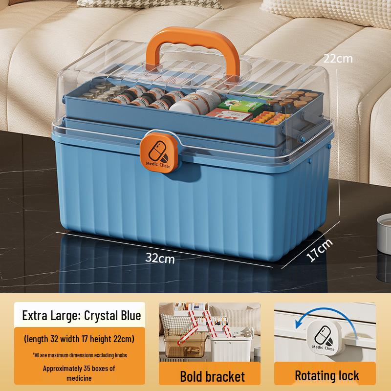 Портативный многослойный ящик для лекарств - Большая вместимость для хранения аптечки первой помощи для домашнего использования