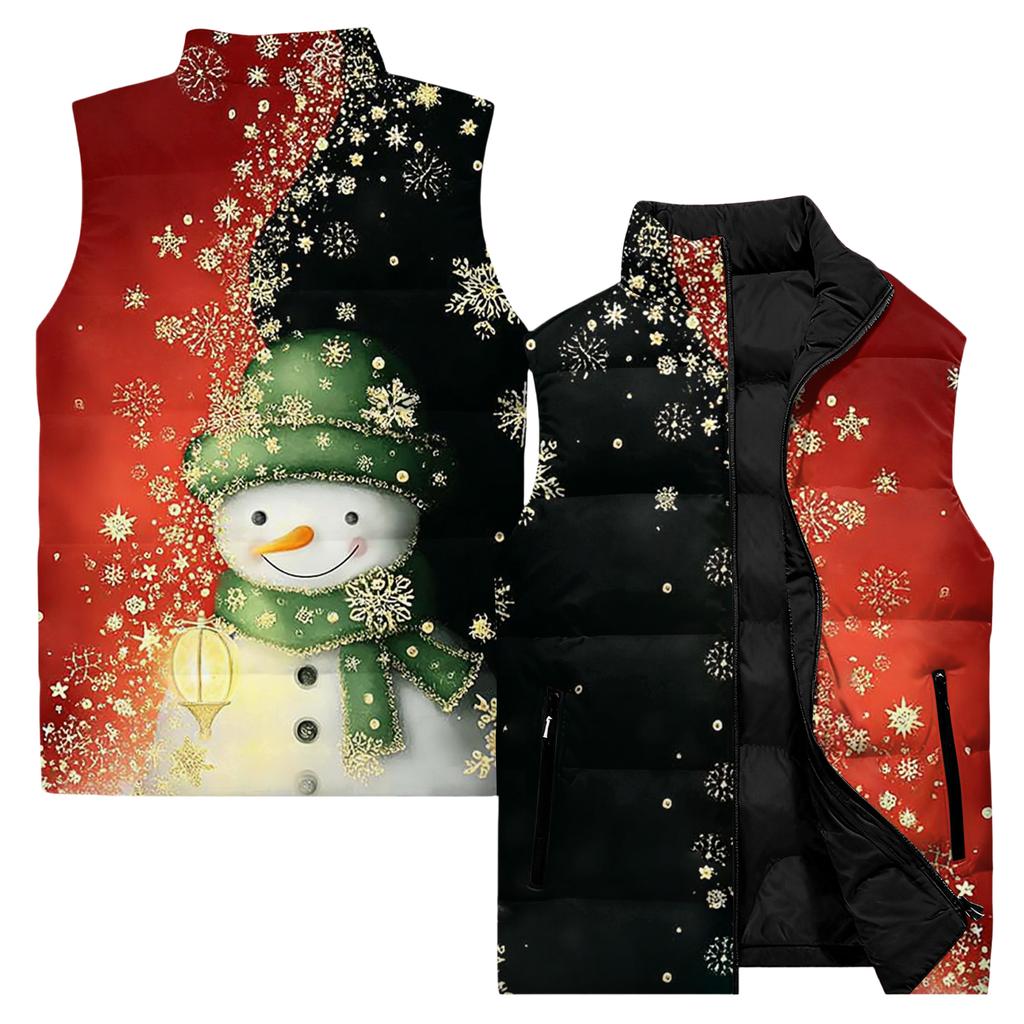 Men's Casual And Fashionable Sleeveless Vest, Solid-color Printed Cotton Jacket