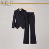 Black Slim Fit Suit Set for Women: Professional Business and Formal Wear for Autumn and Winter