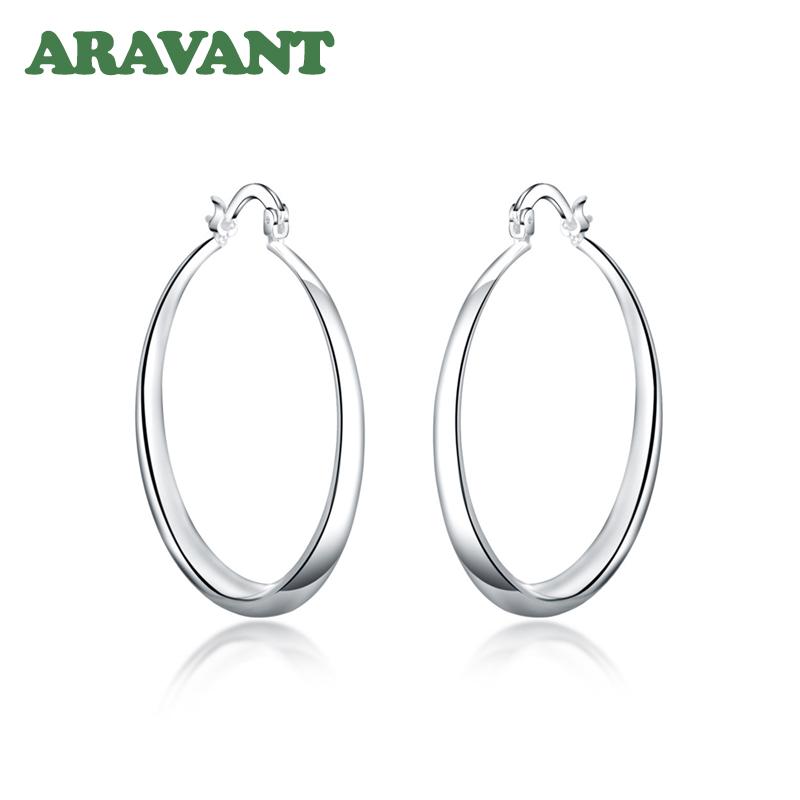 Серьги-кольца из серебра 925 пробы диаметром 40 мм для женщин, модные ювелирные изделия, подарки