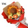 Floral Home Table Decor Hand Crocheted Yarn Flower Bouquet, Knitted Artificial Rose Sunflower, Handmade Decorative Ornament Crochet Flowers