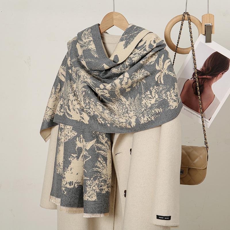 Winter Warm Cashmere Scarf for Women Embroidery Pashmina Blanket Thick Shawl Wrap Neckerchief Fashion Bufanda Echarpe Poncho