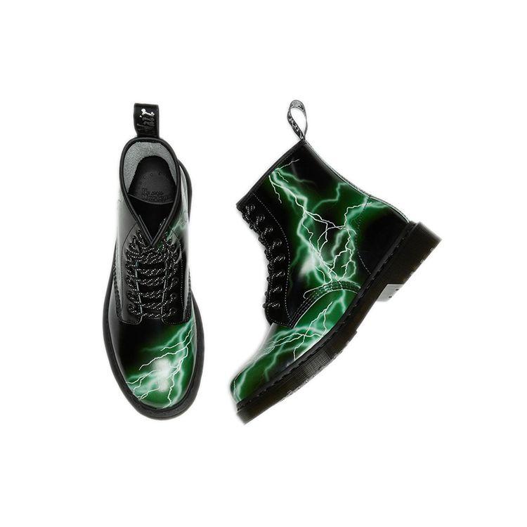 Доктор. Martens 1460 Кожаные короткие ботинки с узором «молния» и светоотражающими краями, унисекс, черные, зеленые, 27052001