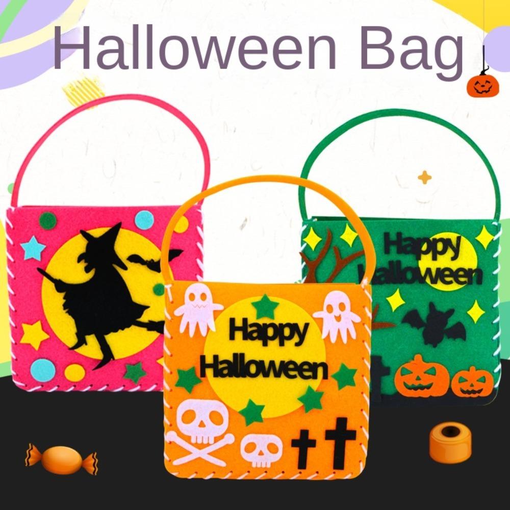 Pumpkin Bag DIY Halloween Candy Bag Trick Or Treat Pumpkin Handbag Kindergarten