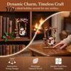 Decorative Wooden Christmas Figures Ornaments, Santa Snowman Figurine with Moving Festive Fireplace Ornaments Swing, Rustic Holiday Tabletop